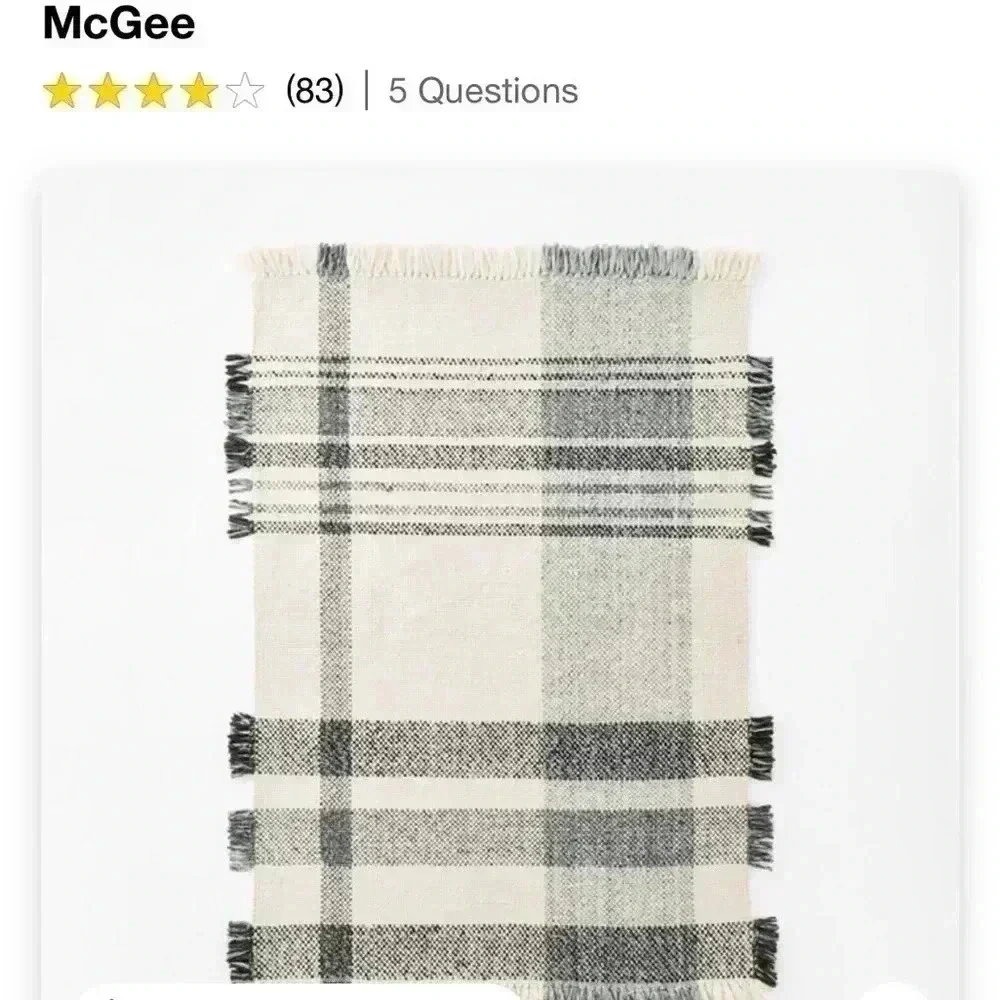 NWT 5'x7' Laurelhurst‎ Indoor Plaid Rug Black/ White - Studio McGee